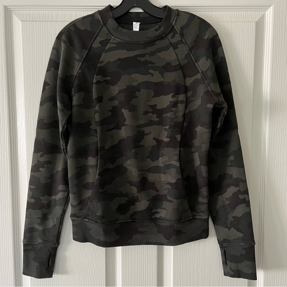 Lululemon Scuba Crew Terry Pullover - Green Camouflage - Size 4 - Picture 1 of 8